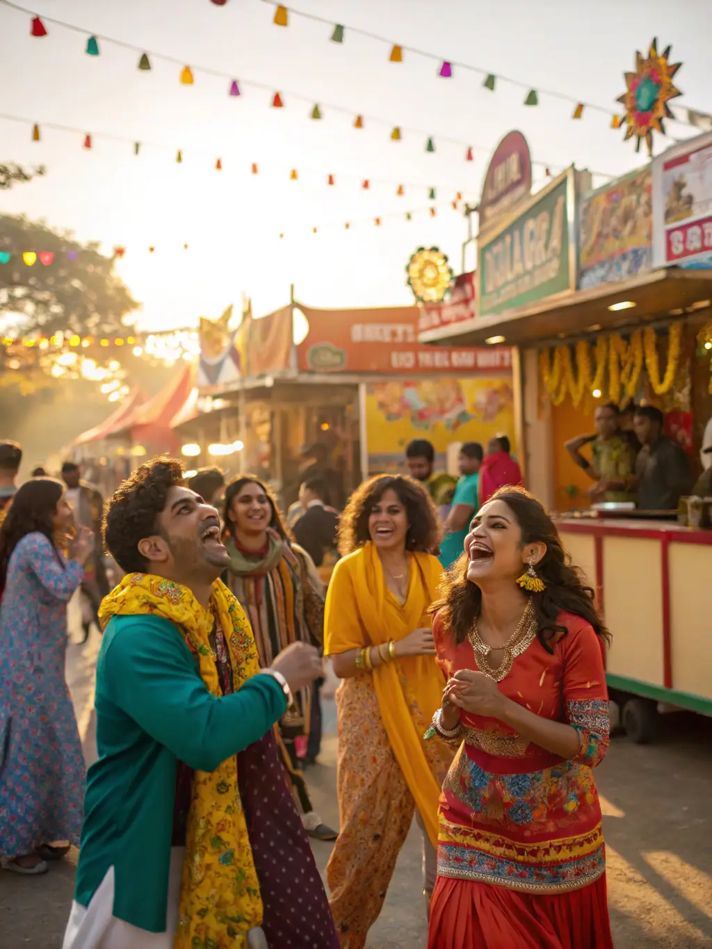 A vibrant image capturing a community event held at a restored historical site, with people of all ages participating in cultural activities.